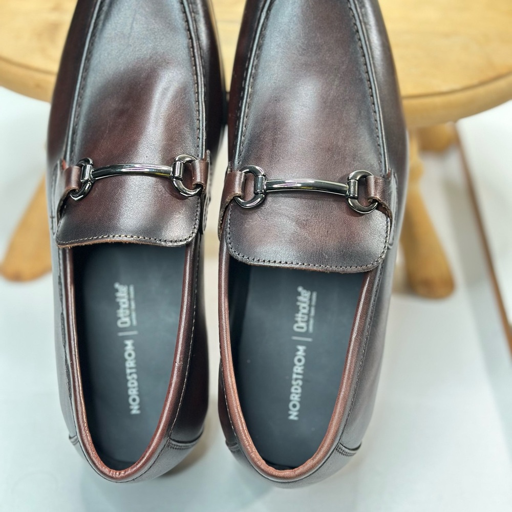 Nordstrom Men Brown Leather Carlson Bit Loafer Ortholite Comfort Sz 10.5 - Picture 9 of 14